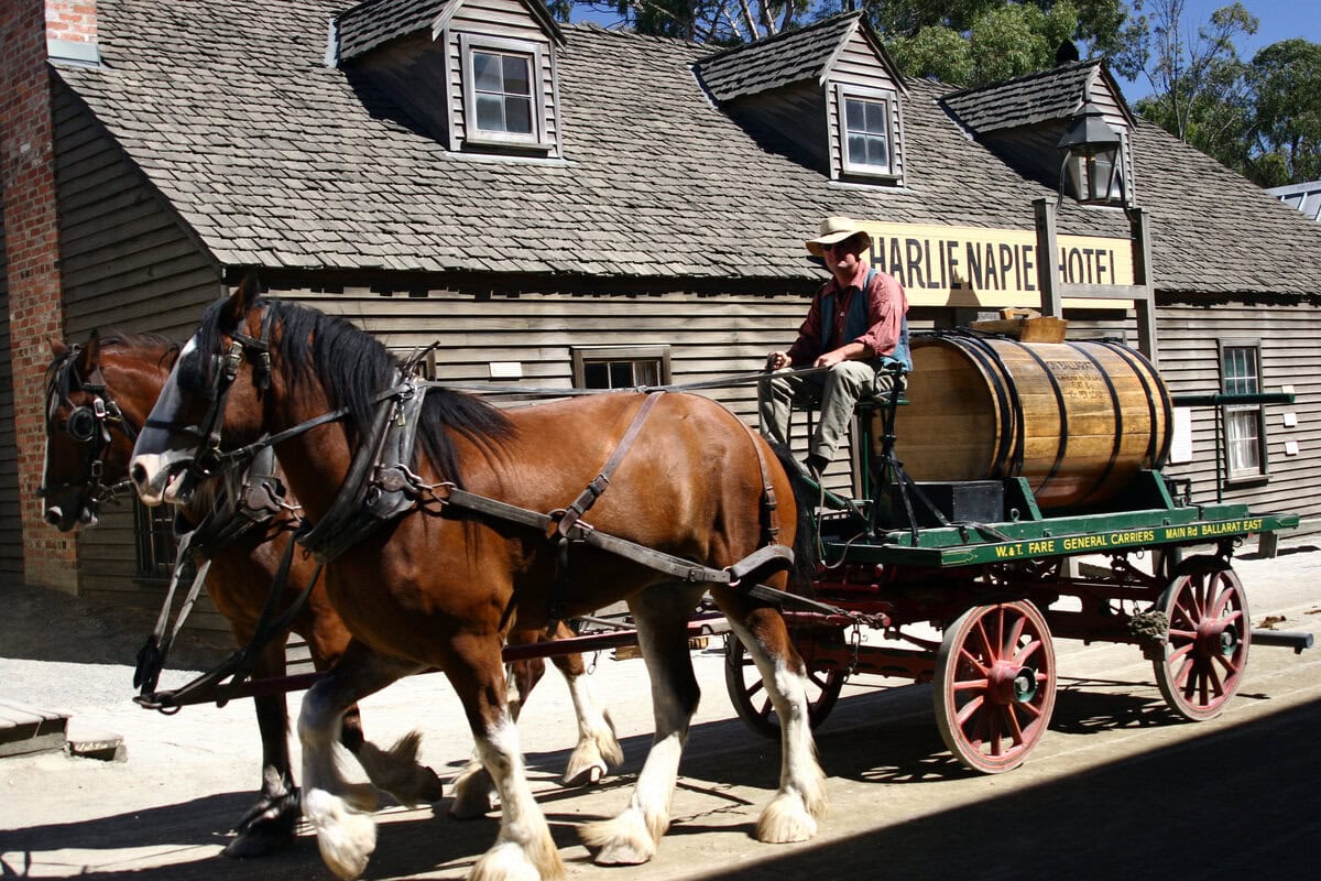 cart pulled by horses