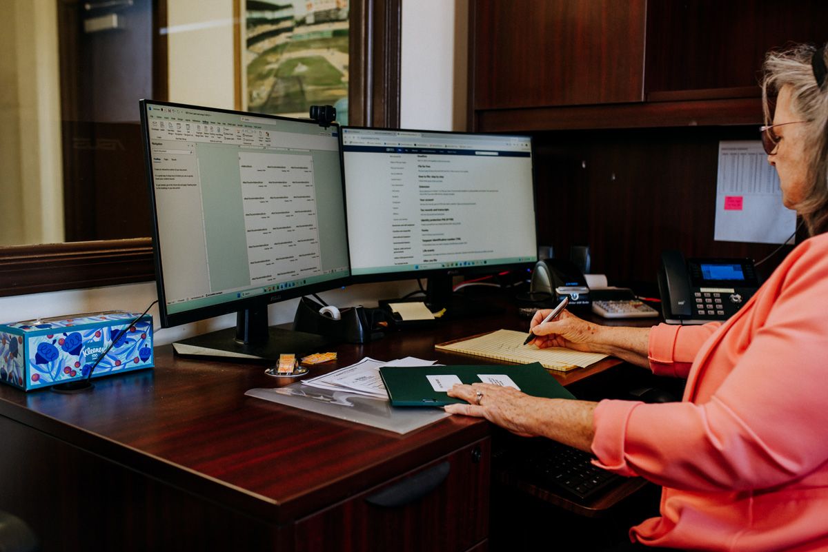 accounting staff working with client